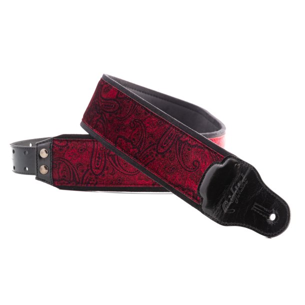 RightOn! Paisley Velvet-70 Red Wide Guitar Strap